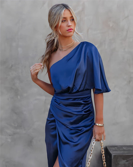 Hype Blue / S Adele | ELEGANT SILK PARTY DRESS