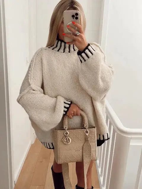 Hype Melbourne Apricot with black cord / S Harper | Knitted Oversized Sweater