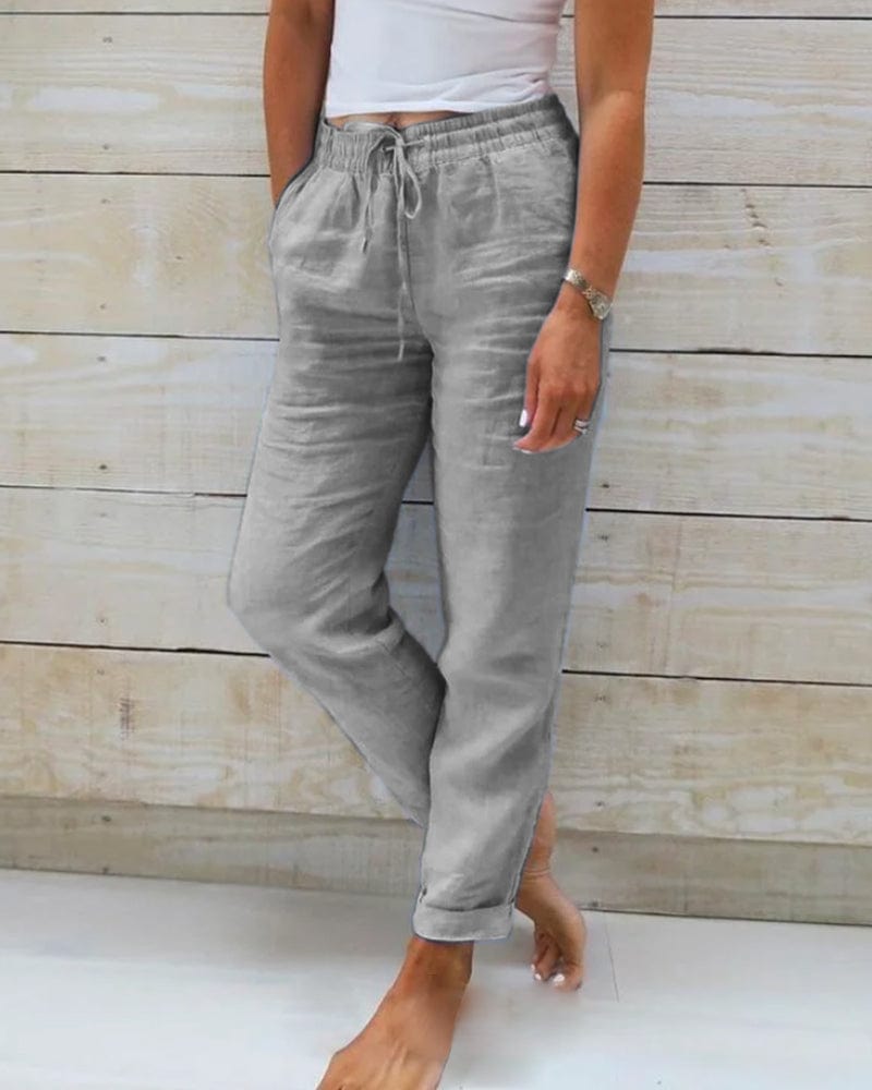 Hype Melbourne Grey / XS (34) Sophia | Elasticated linen trousers