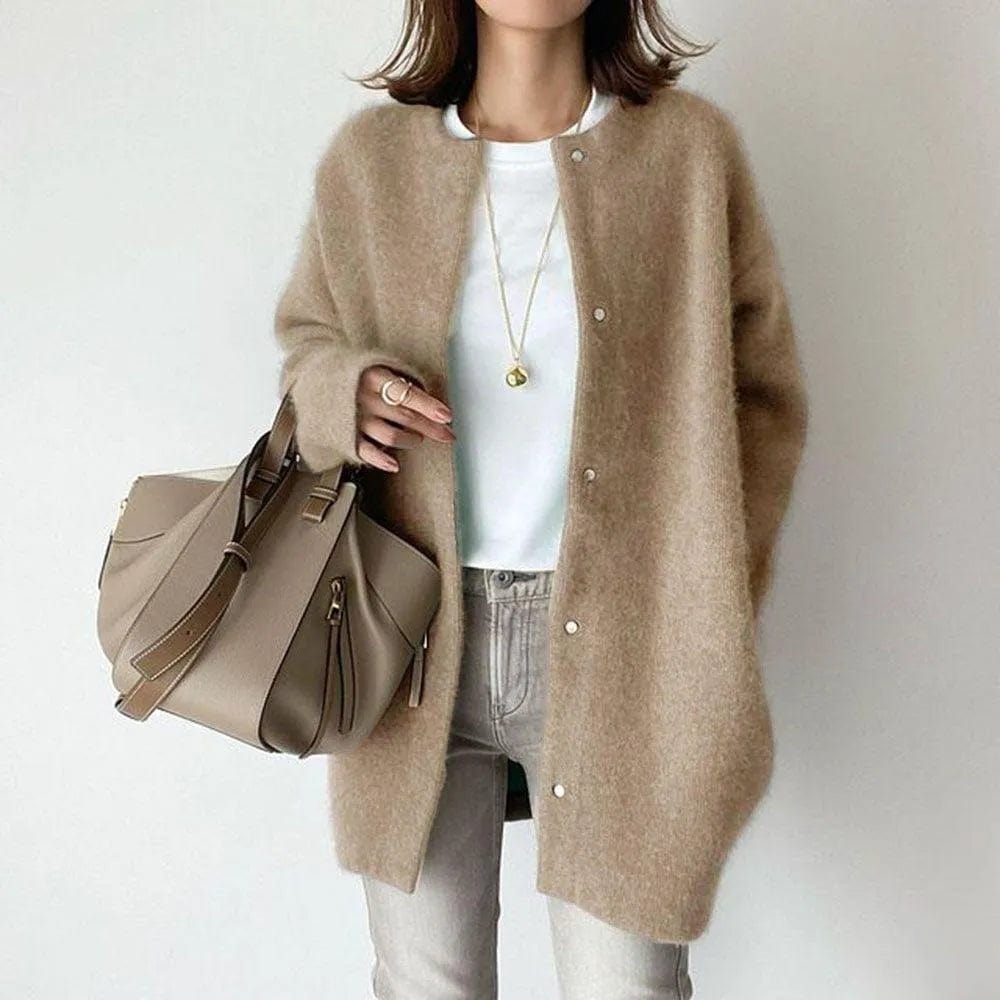 Hype Melbourne Light Khaki / S Candelia | Luxury cardigan with buttons