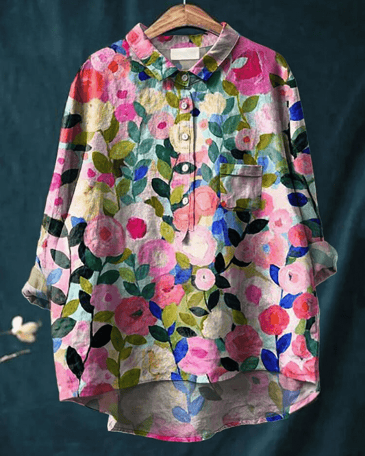 Hype Melbourne S Maria | Cotton-Linen blouse with floral print