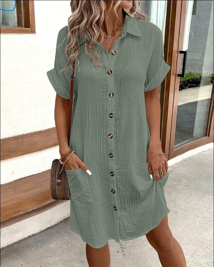 STAR Casual Dresses Olive green / S Luna™  Comfortable Shirt Dress