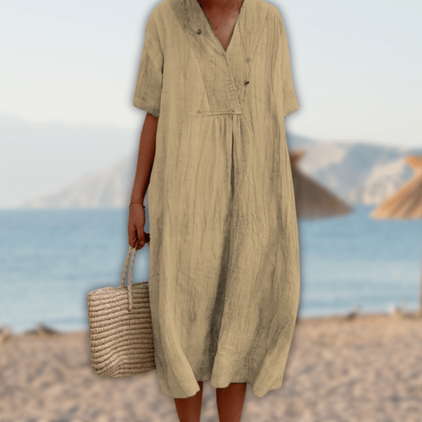 STAR Khaki / (S) Reese | Stylish Tummy Covering Dress