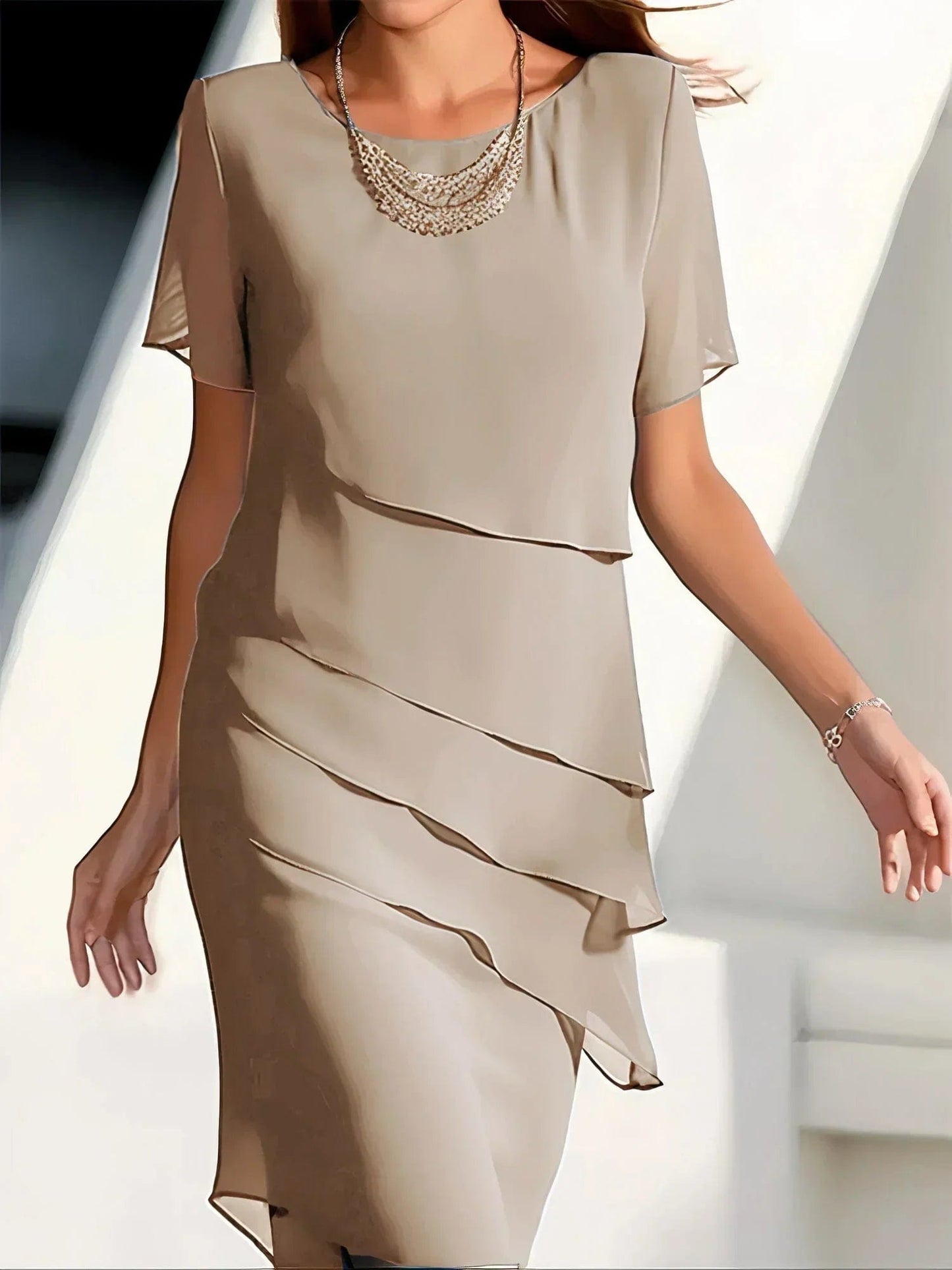 STAR Khaki / XS Laura | Elegant layered dress