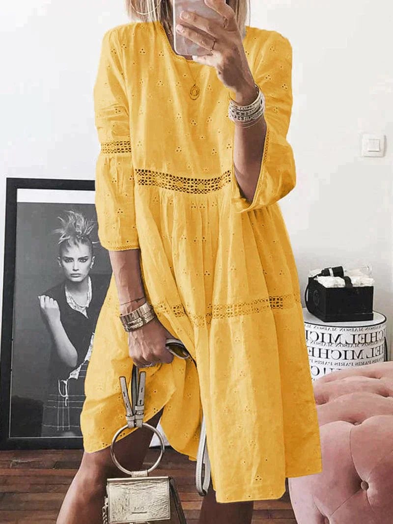 STAR kleding Yellow / S Eliza | Elegant Embroidered Dress