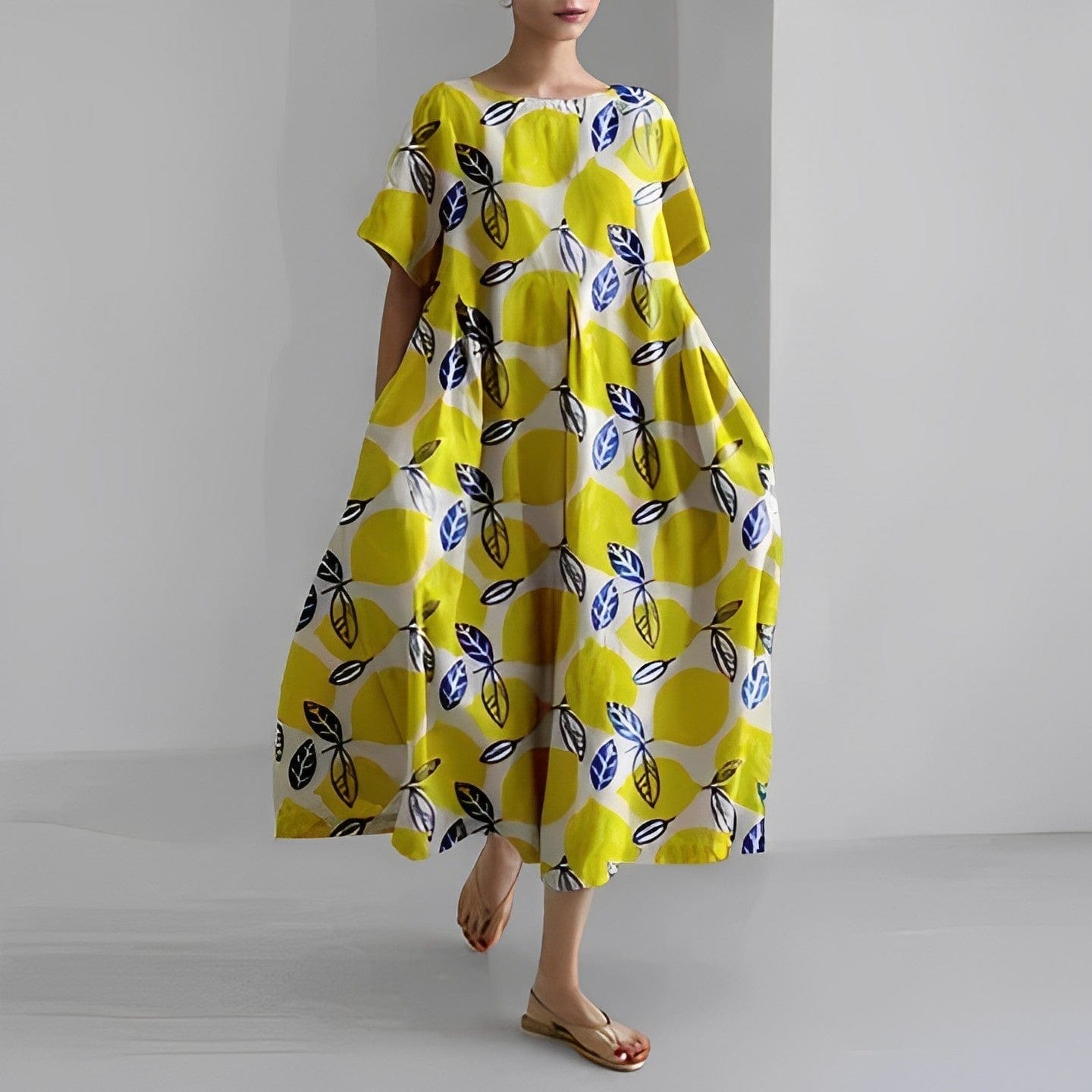 STAR Kleider Yellow / S/36 ROSE | COMFORTABLE FLORAL DRESS