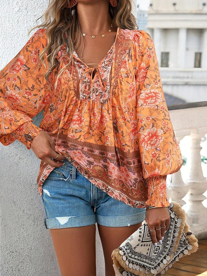 STAR Orange / S Arya - Elegant blouse with flowers