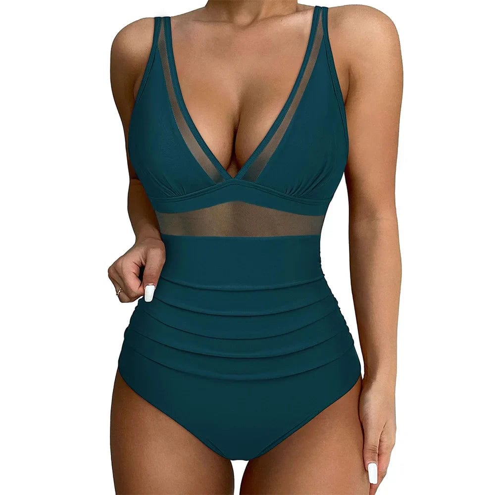 STAR Peacock Blue / S Eliana | Trendy Bathing Suit with Tummy Control