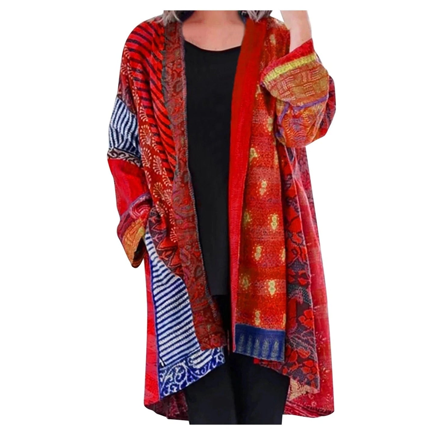 STAR Red / S Ann | Boho-style long cardigan