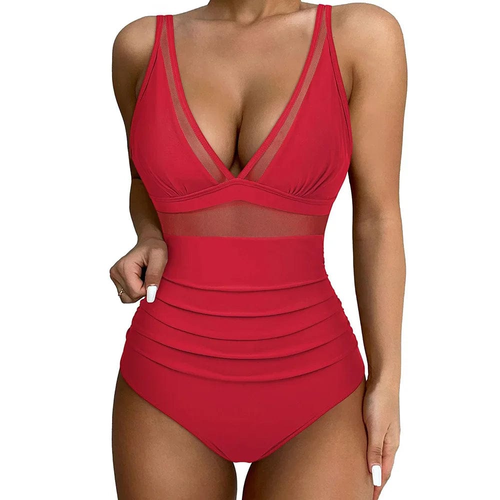 STAR Red / S Eliana | Trendy Bathing Suit with Tummy Control