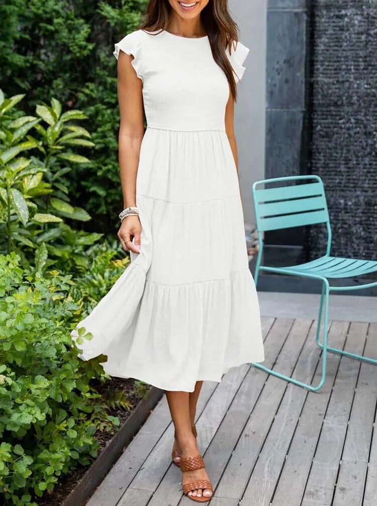 STAR White / S Madeline | Sophisticated Tummy Covering Dress